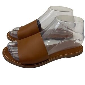 Madewell The Boardwalk Post Slide Sandals Tan Leather Women's Size 6